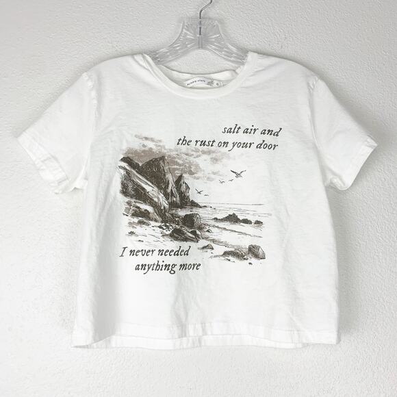 Altar'd State Shirt Womens Small Crop Graphic Tee Nature Ocean Outdoors Birds S - Picture 1 of 7